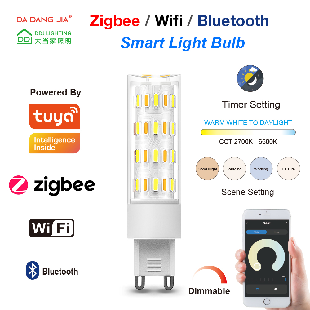 Tuya Zigbee/Wifi/Bluetooth LED G9 3W Dimmable 120V/230V 2700-6000K