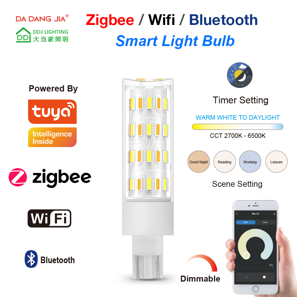 Tuya Zigbee/Wifi/Bluetooth LED T10 3W Dimmable 12V 2700-6000K