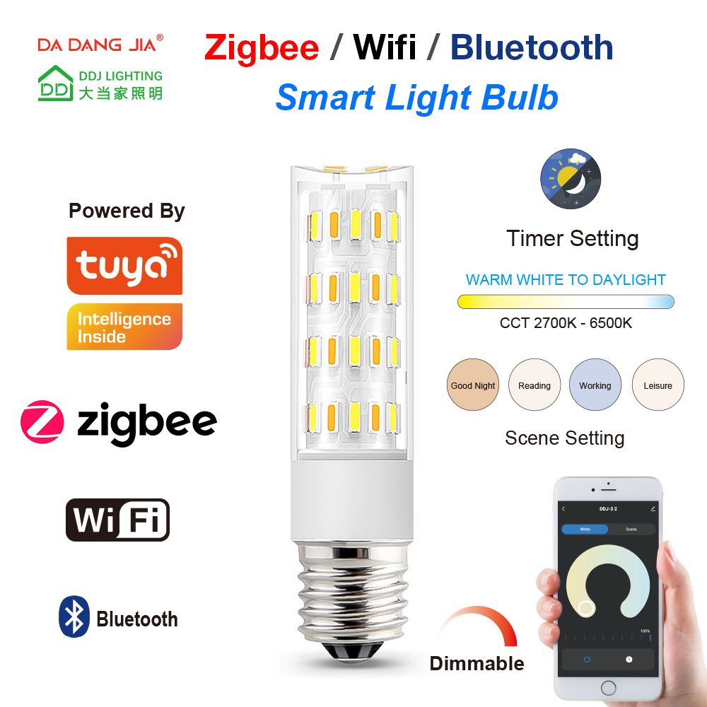 Tuya Zigbee/Wifi/Bluetooth LED E17 3W Dimmable 120V/230V 2700-6000K