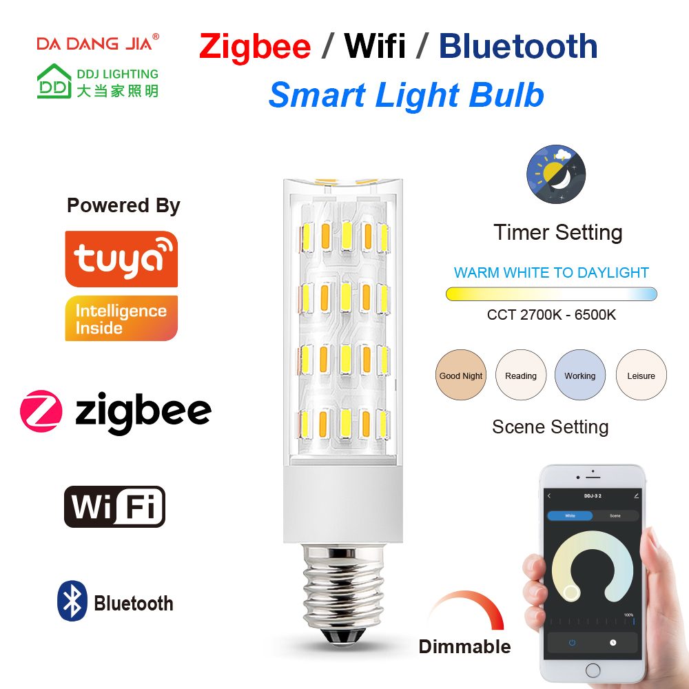 Tuya Zigbee/Wifi/BluetoothLED E12 3W Dimmable 120V/230V 2700-6000K