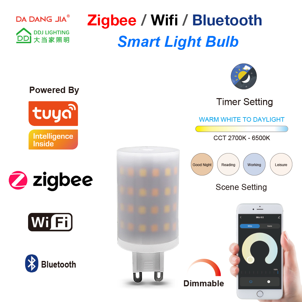 Tuya Zigbee/Wifi/Bluetooth LED G9 4W Dimmable 120V/230V 2700-6000K