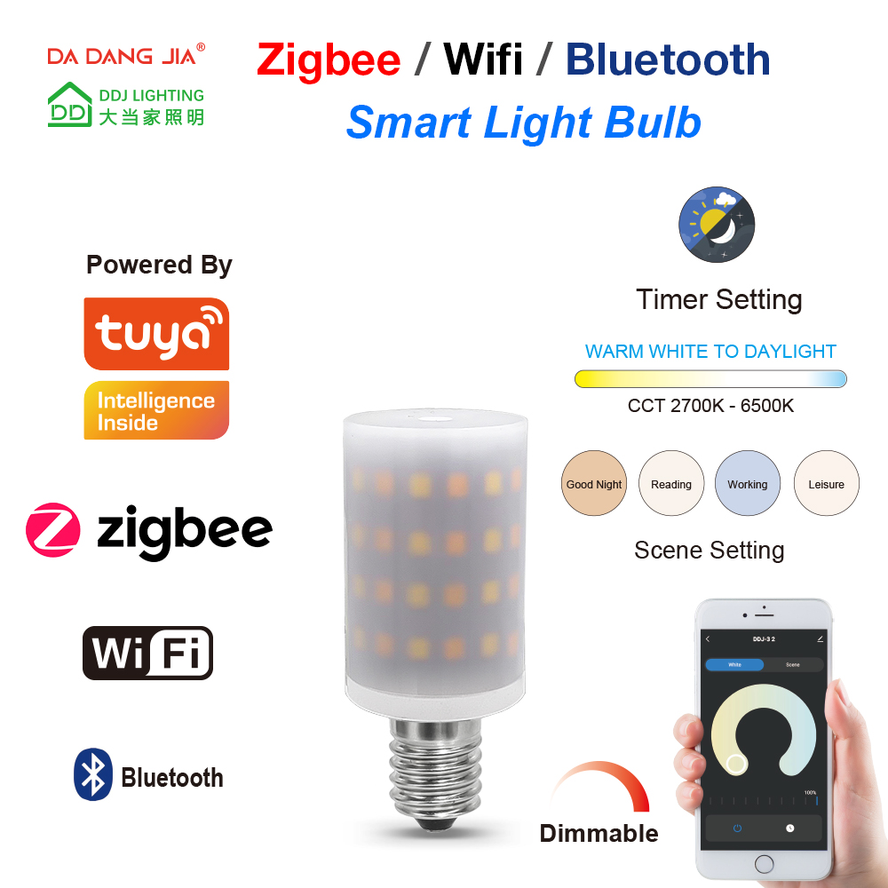 Tuya Zigbee/Wifi/Bluetooth LED E14 4W Dimmable 120V/230V 2700-6000K