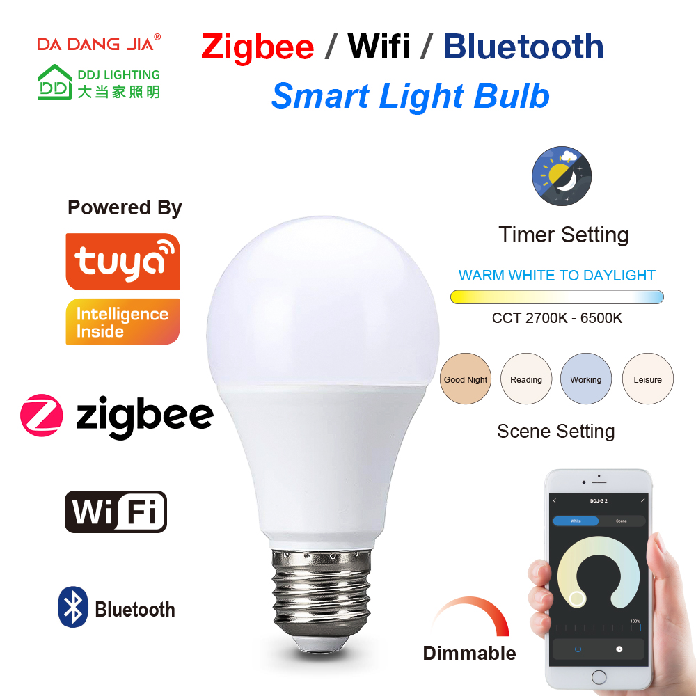 Tuya Zigbee/Wifi/Bluetooth LED A60 5W Dimmable 120V/230V 2700-6000K