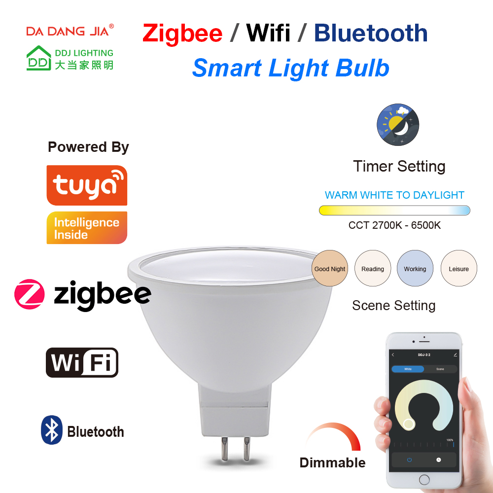 Tuya Zigbee/Wifi/Bluetooth LED MR16 4W Dimmable 12V 2700-6000K