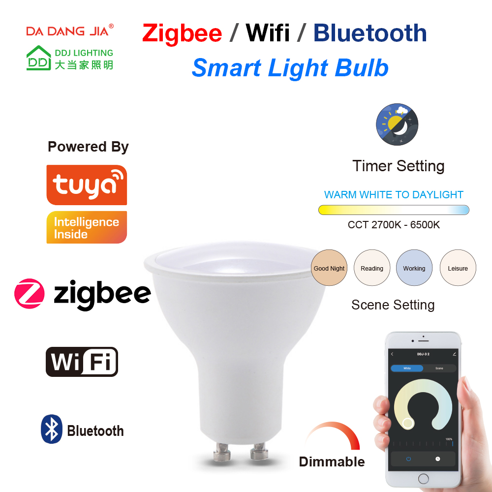 Tuya Zigbee/Wifi/Bluetooth LED GU10 4W Dimmable 120V/230V 2700-6000K